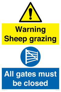Warning Sheep grazing / All gates must be closed